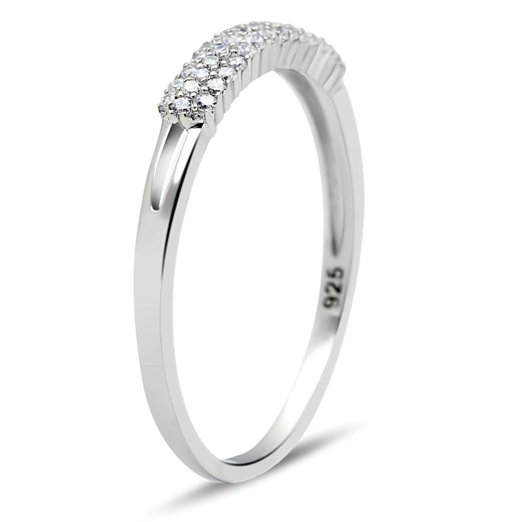 TS043 - Rhodium 925 Sterling Silver Ring with AAA Grade CZ in Clear