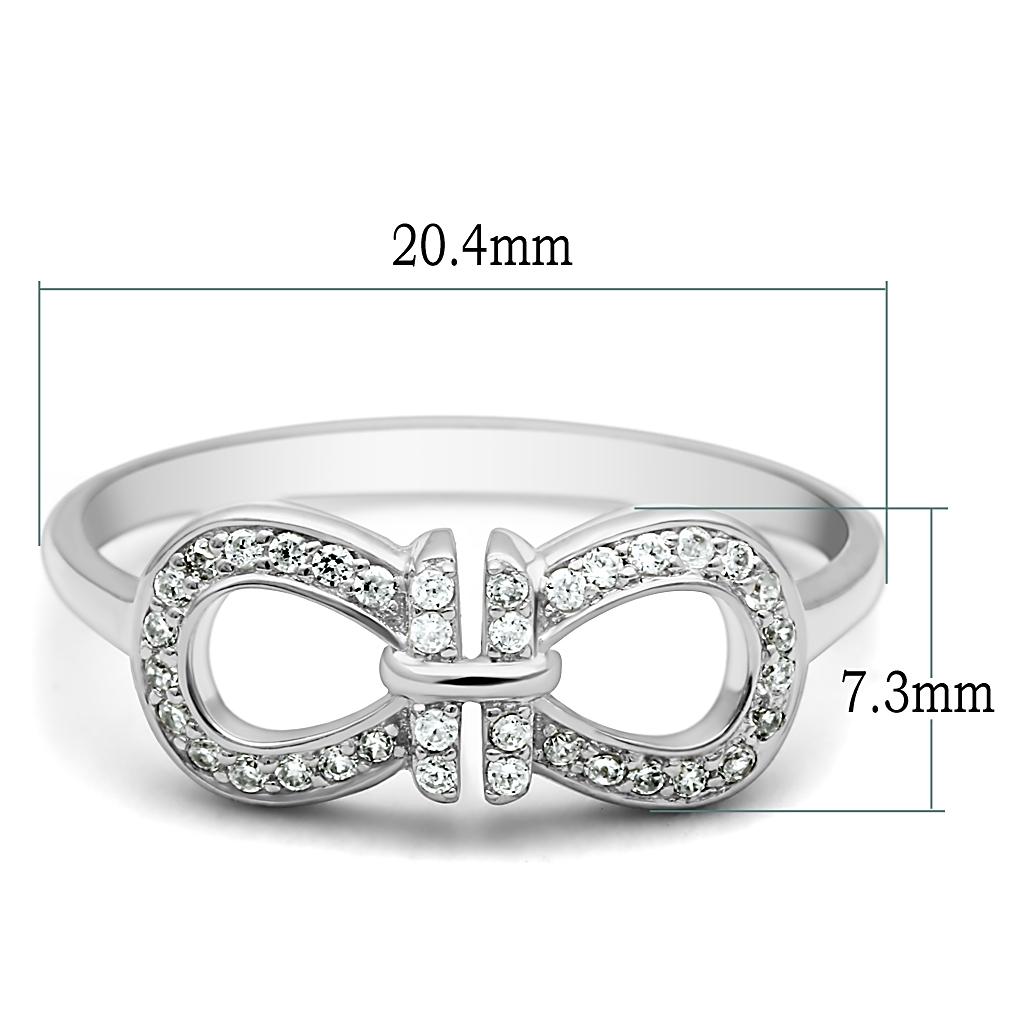 TS047 - Rhodium 925 Sterling Silver Ring with AAA Grade CZ in Clear