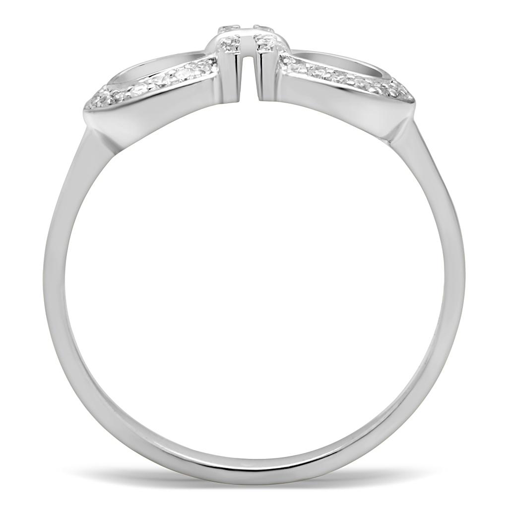 TS047 - Rhodium 925 Sterling Silver Ring with AAA Grade CZ in Clear