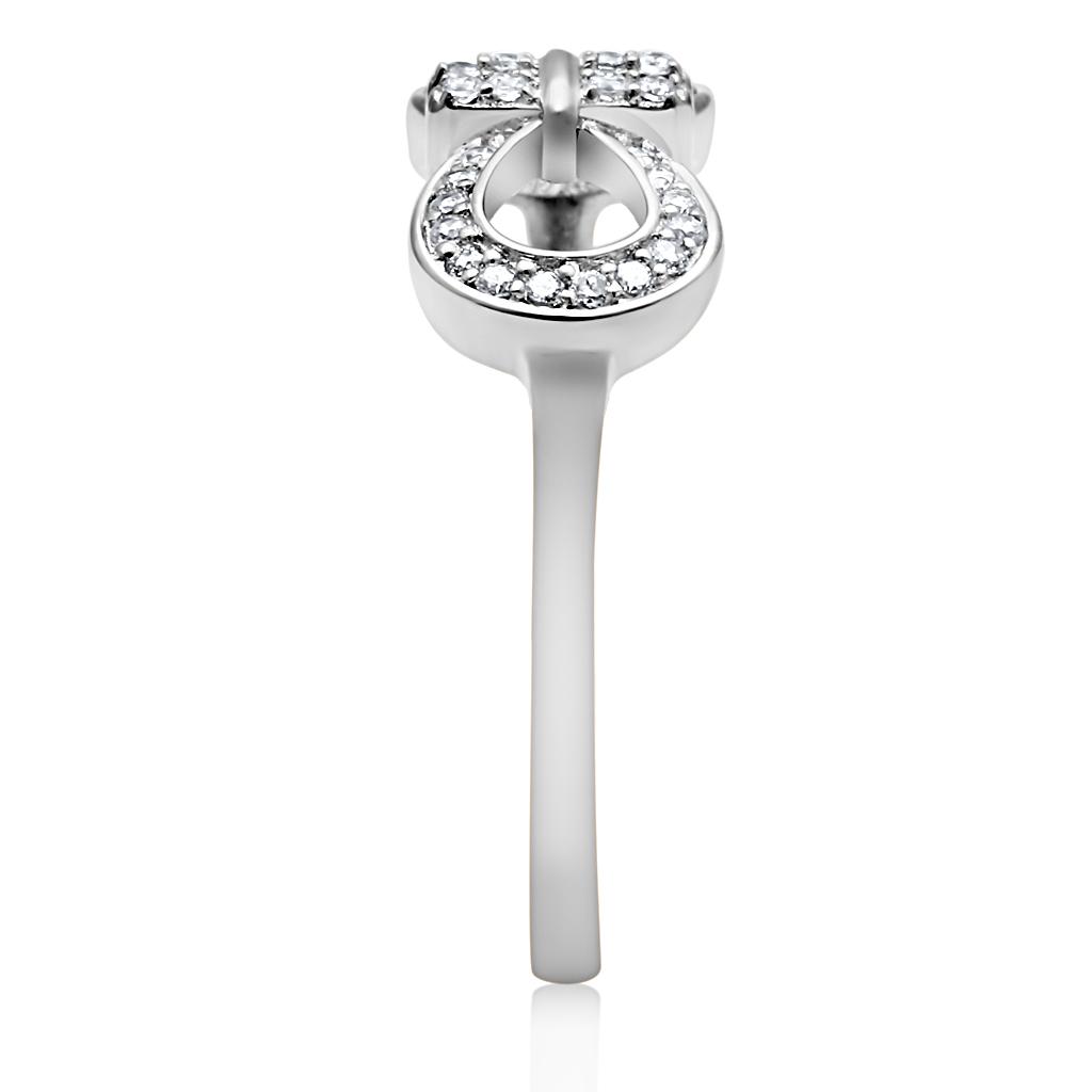 TS047 - Rhodium 925 Sterling Silver Ring with AAA Grade CZ in Clear