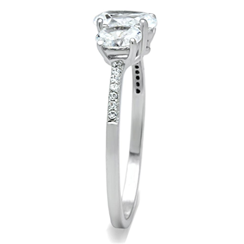 TS049 - Rhodium 925 Sterling Silver Ring with AAA Grade CZ in Clear