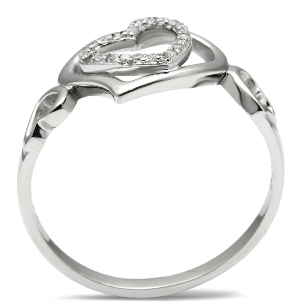 TS058 - Rhodium 925 Sterling Silver Ring with AAA Grade CZ in Clear