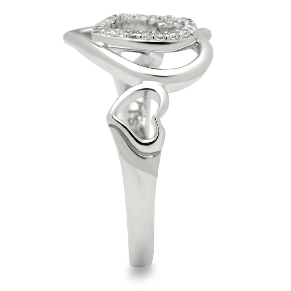 TS058 - Rhodium 925 Sterling Silver Ring with AAA Grade CZ in Clear
