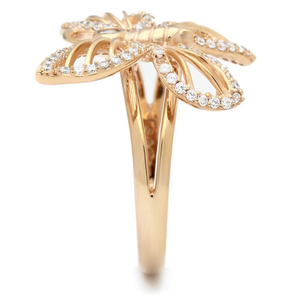TS059 - Rose Gold 925 Sterling Silver Ring with AAA Grade CZ in Clear
