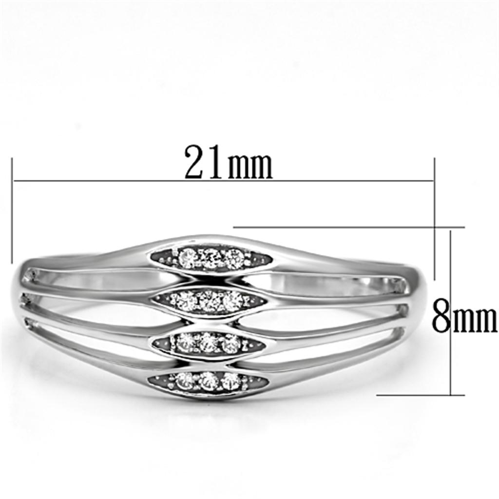 TS072 - Rhodium 925 Sterling Silver Ring with AAA Grade CZ in Clear