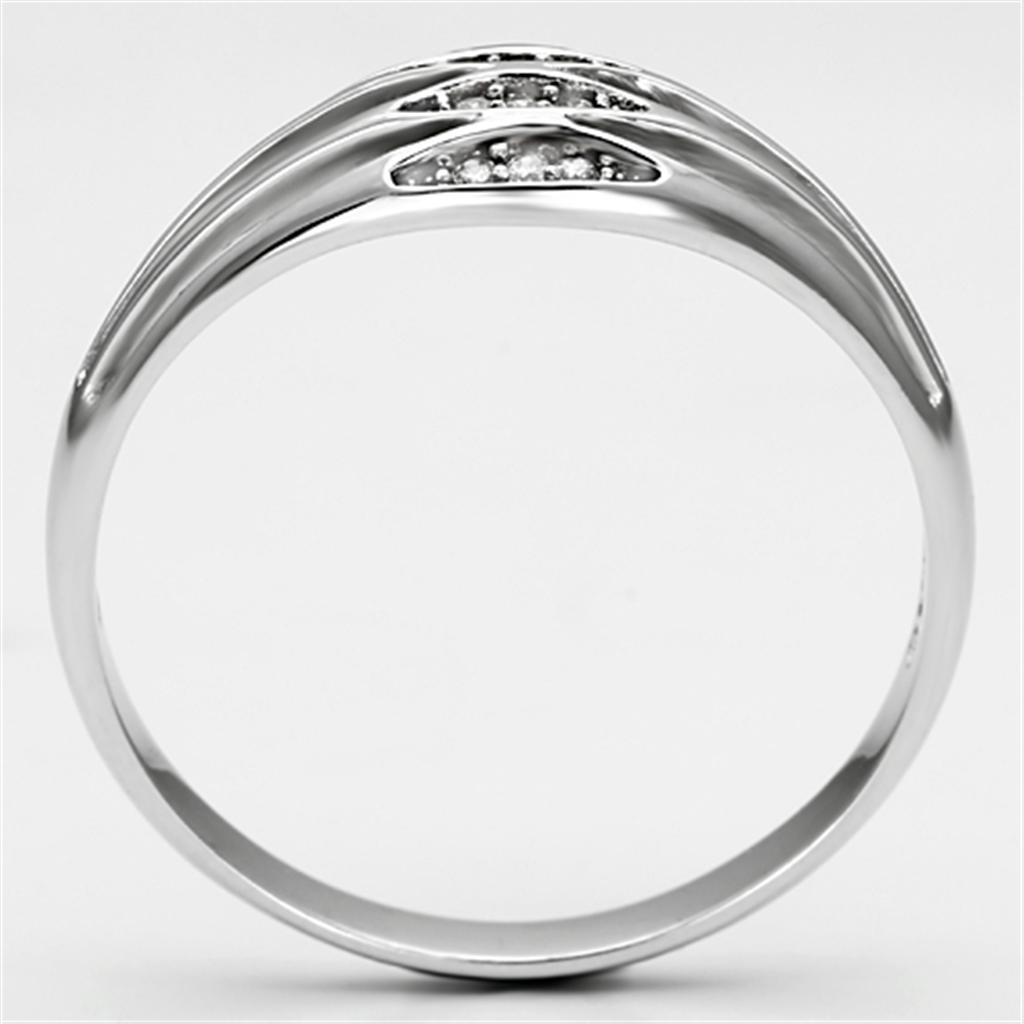 TS072 - Rhodium 925 Sterling Silver Ring with AAA Grade CZ in Clear