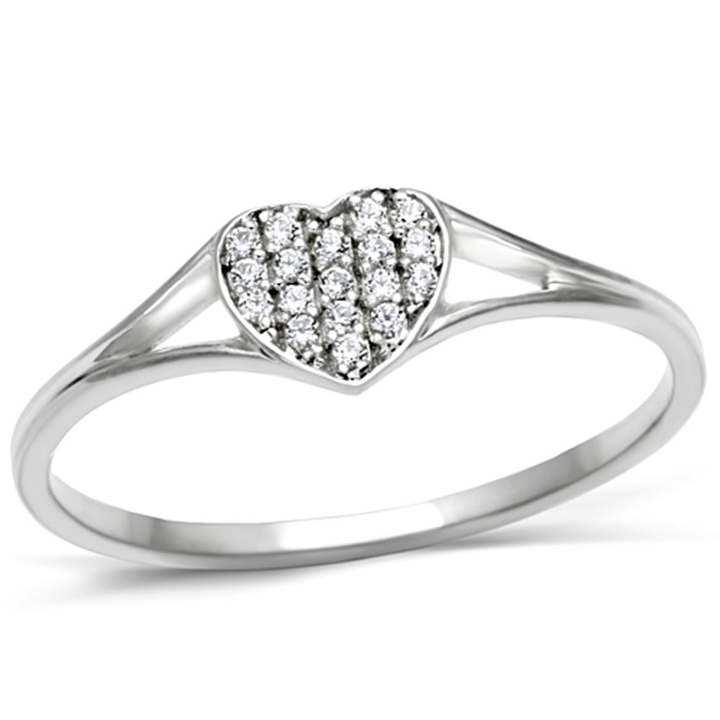 TS073 - Rhodium 925 Sterling Silver Ring with AAA Grade CZ in Clear