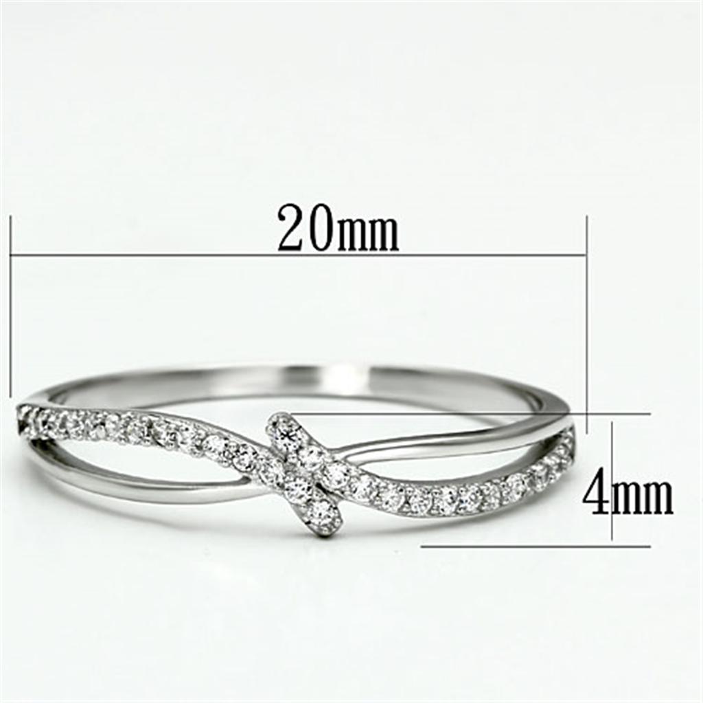 TS074 - Rhodium 925 Sterling Silver Ring with AAA Grade CZ in Clear