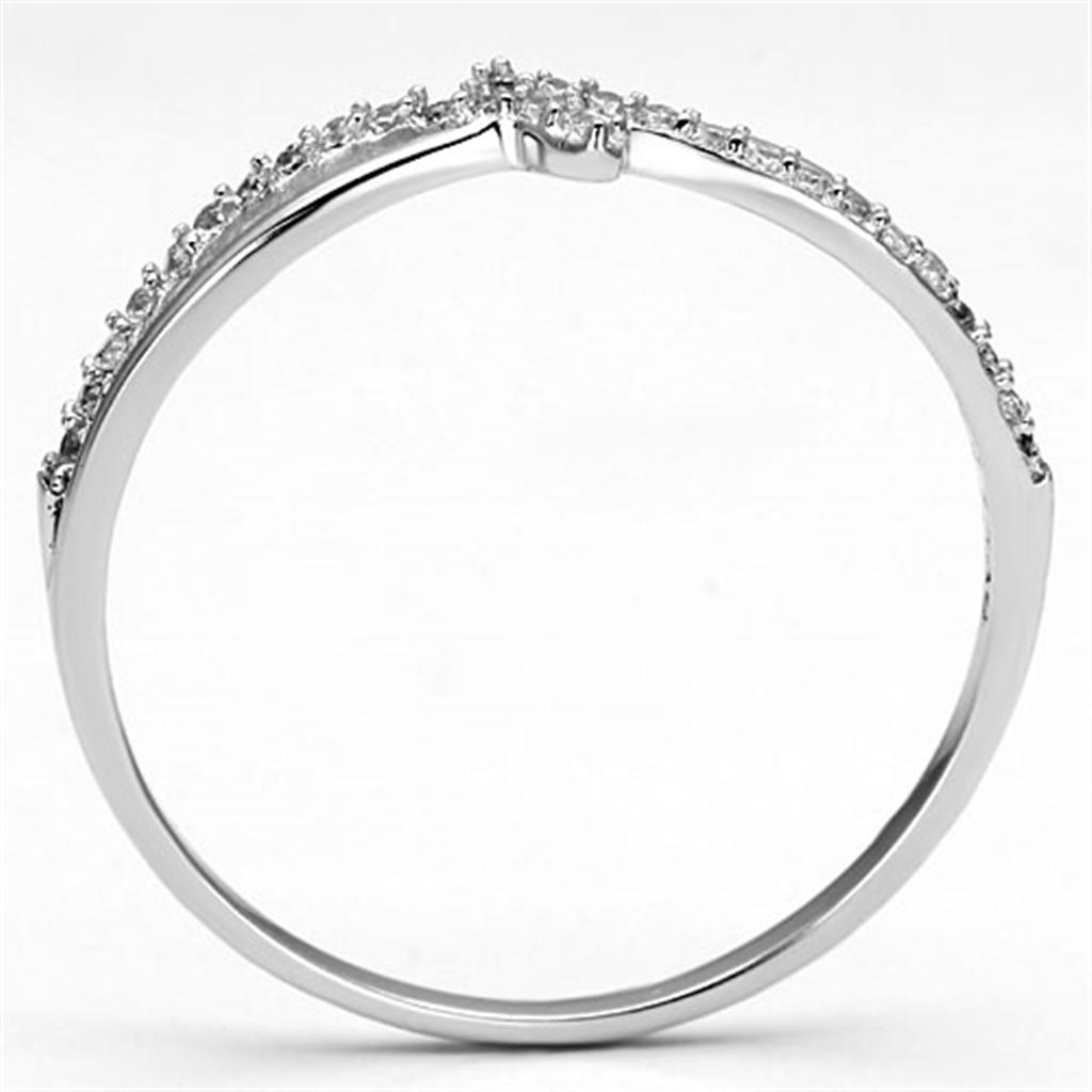 TS074 - Rhodium 925 Sterling Silver Ring with AAA Grade CZ in Clear