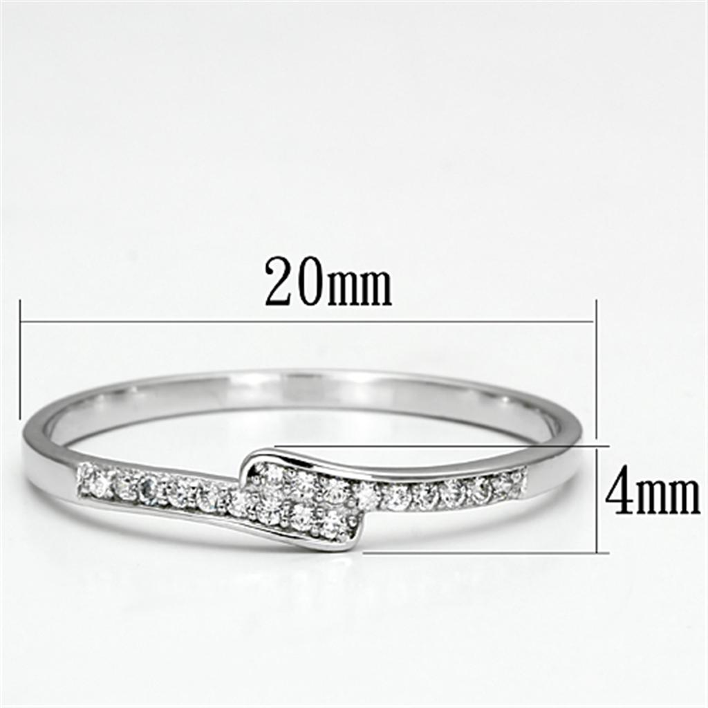 TS077 - Rhodium 925 Sterling Silver Ring with AAA Grade CZ in Clear
