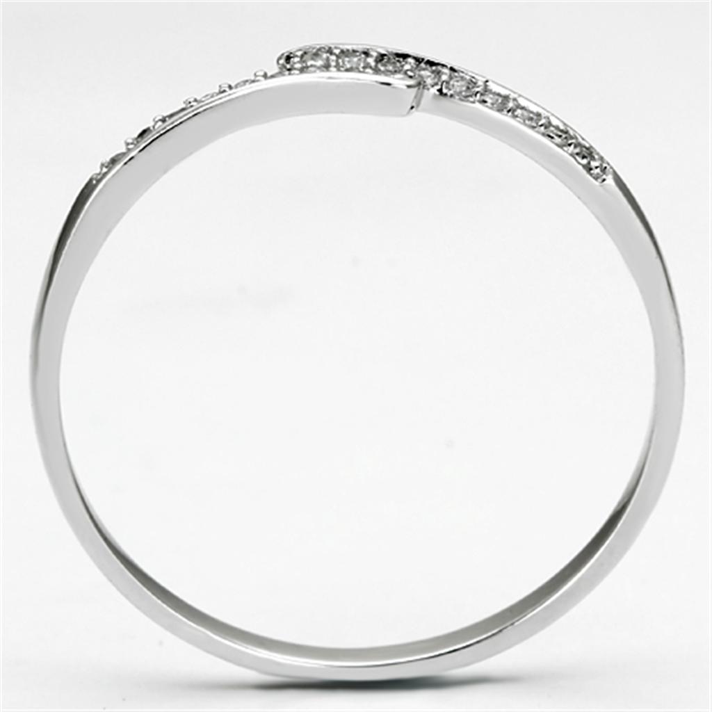 TS077 - Rhodium 925 Sterling Silver Ring with AAA Grade CZ in Clear