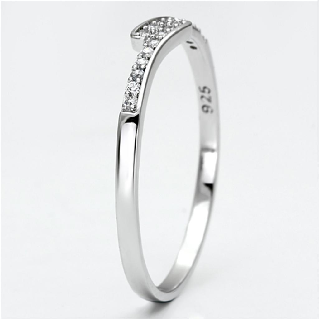 TS077 - Rhodium 925 Sterling Silver Ring with AAA Grade CZ in Clear