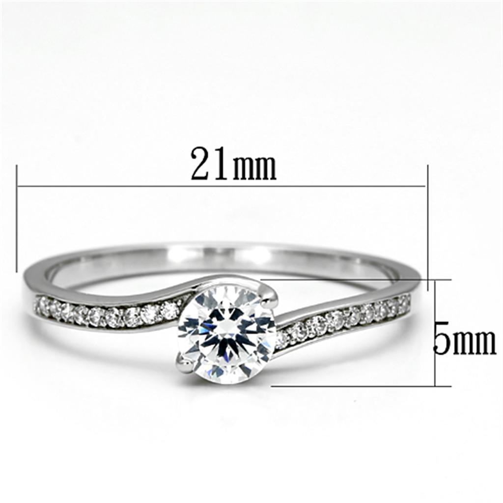 TS078 - Rhodium 925 Sterling Silver Ring with AAA Grade CZ in Clear
