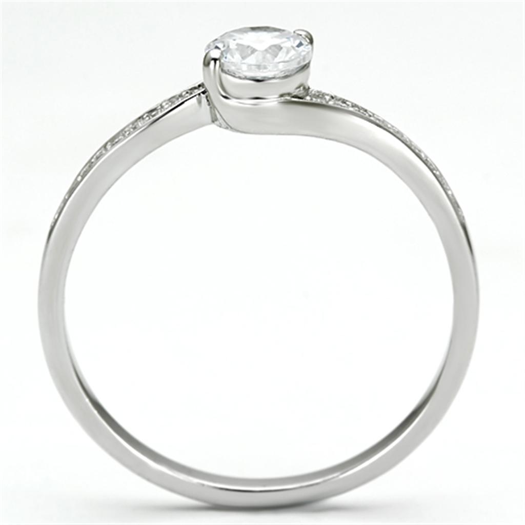 TS078 - Rhodium 925 Sterling Silver Ring with AAA Grade CZ in Clear