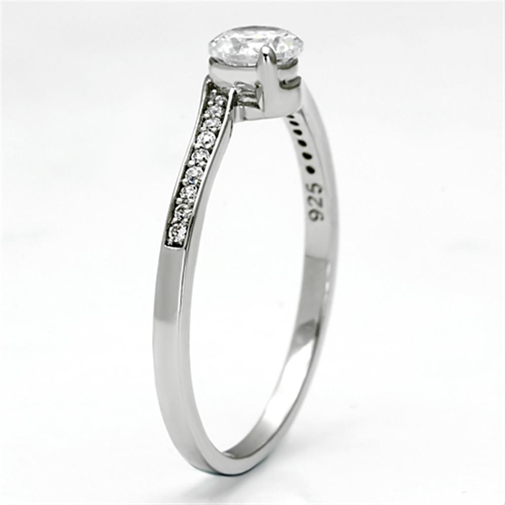 TS078 - Rhodium 925 Sterling Silver Ring with AAA Grade CZ in Clear
