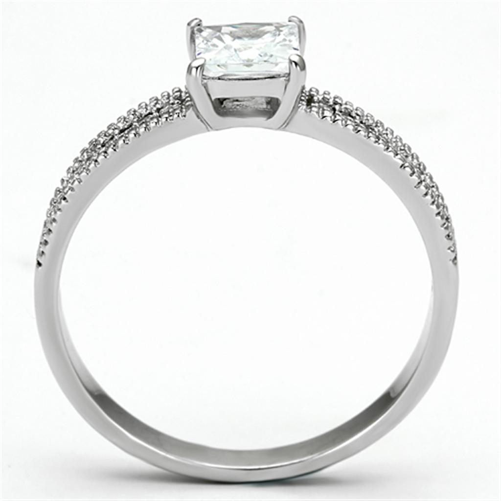 TS081 - Rhodium 925 Sterling Silver Ring with AAA Grade CZ in Clear