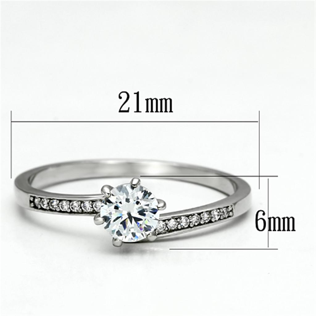 TS084 - Rhodium 925 Sterling Silver Ring with AAA Grade CZ in Clear