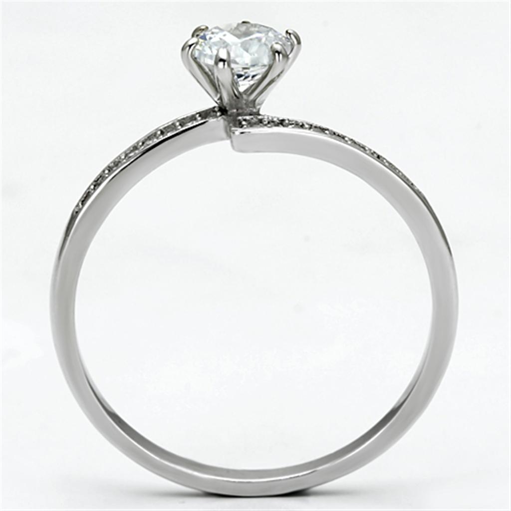 TS084 - Rhodium 925 Sterling Silver Ring with AAA Grade CZ in Clear