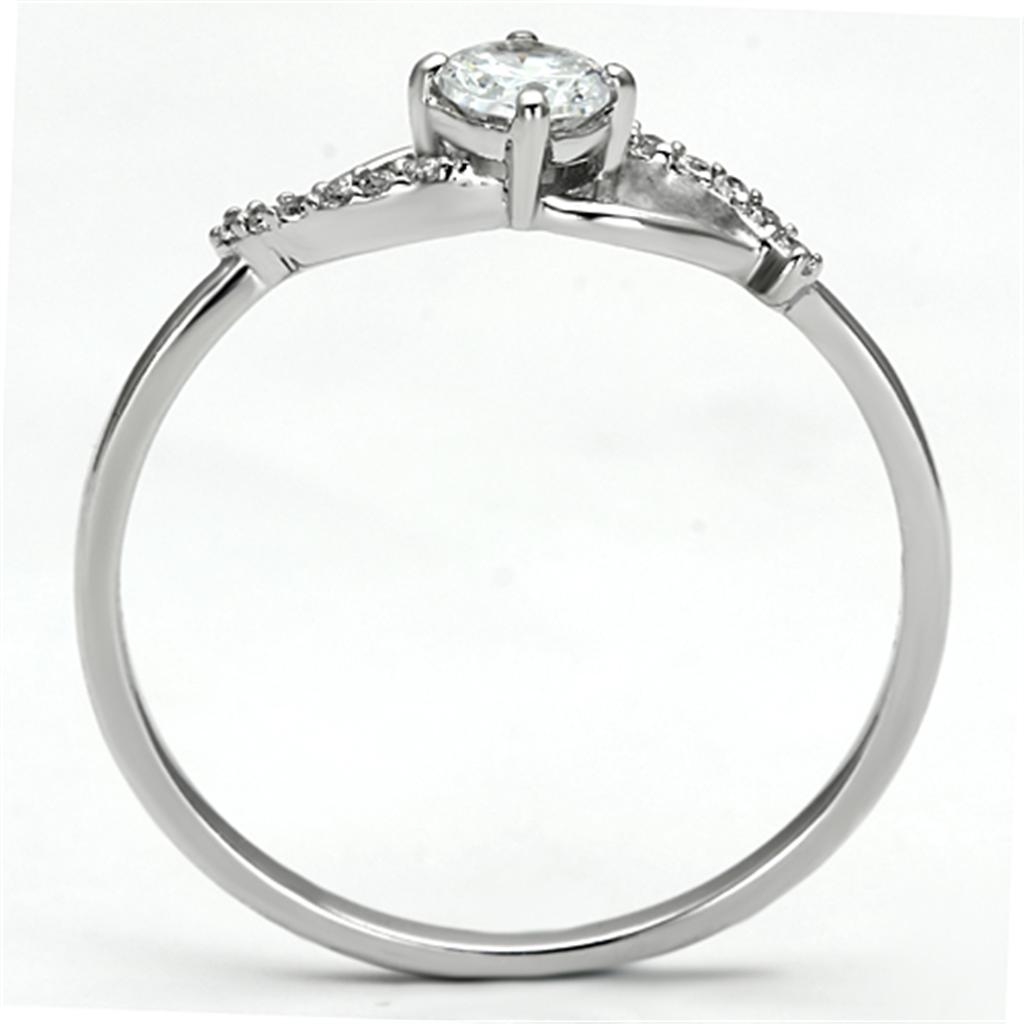 TS085 - Rhodium 925 Sterling Silver Ring with AAA Grade CZ in Clear