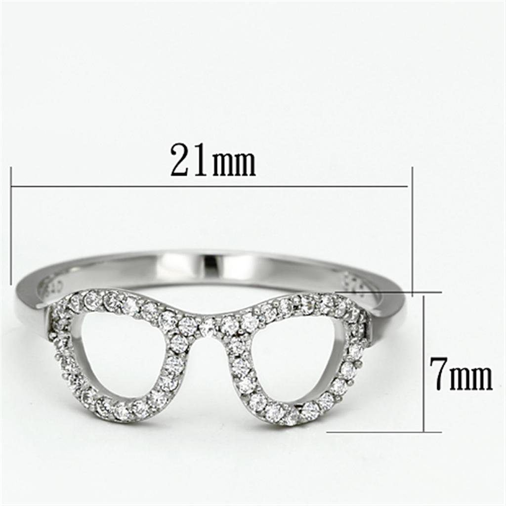 TS086 - Rhodium 925 Sterling Silver Ring with AAA Grade CZ in Clear