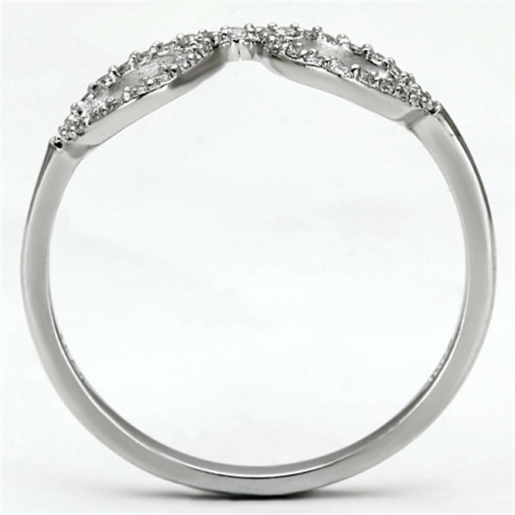 TS086 - Rhodium 925 Sterling Silver Ring with AAA Grade CZ in Clear