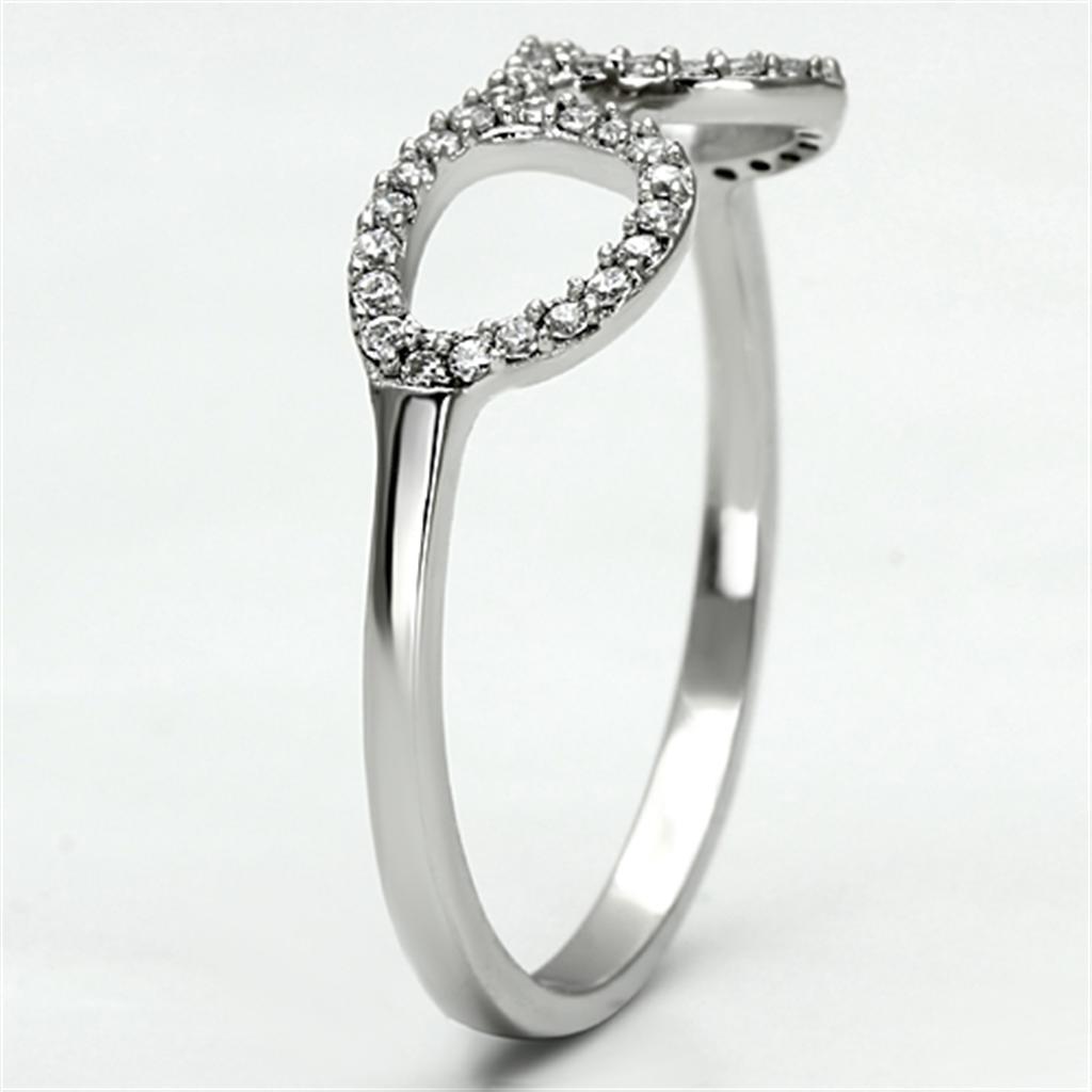 TS086 - Rhodium 925 Sterling Silver Ring with AAA Grade CZ in Clear