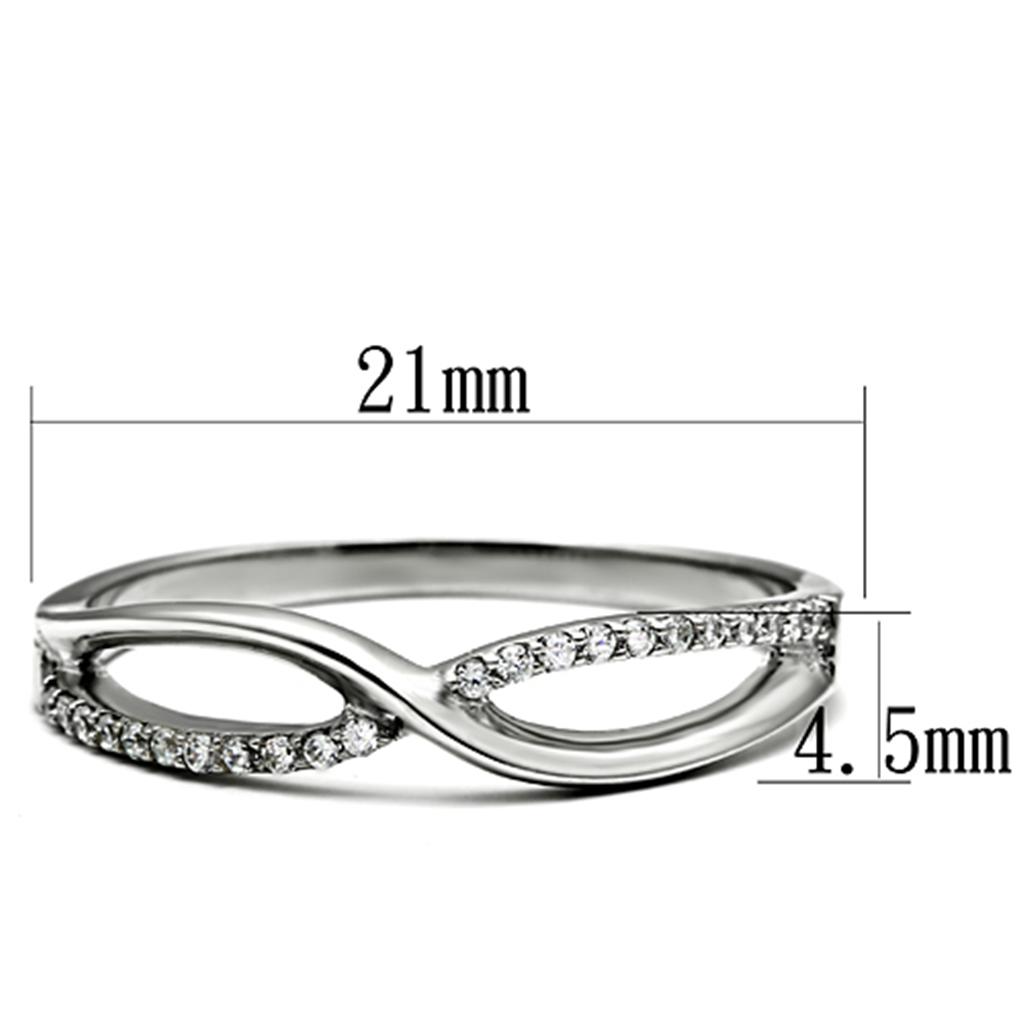 TS087 - Rhodium 925 Sterling Silver Ring with AAA Grade CZ in Clear