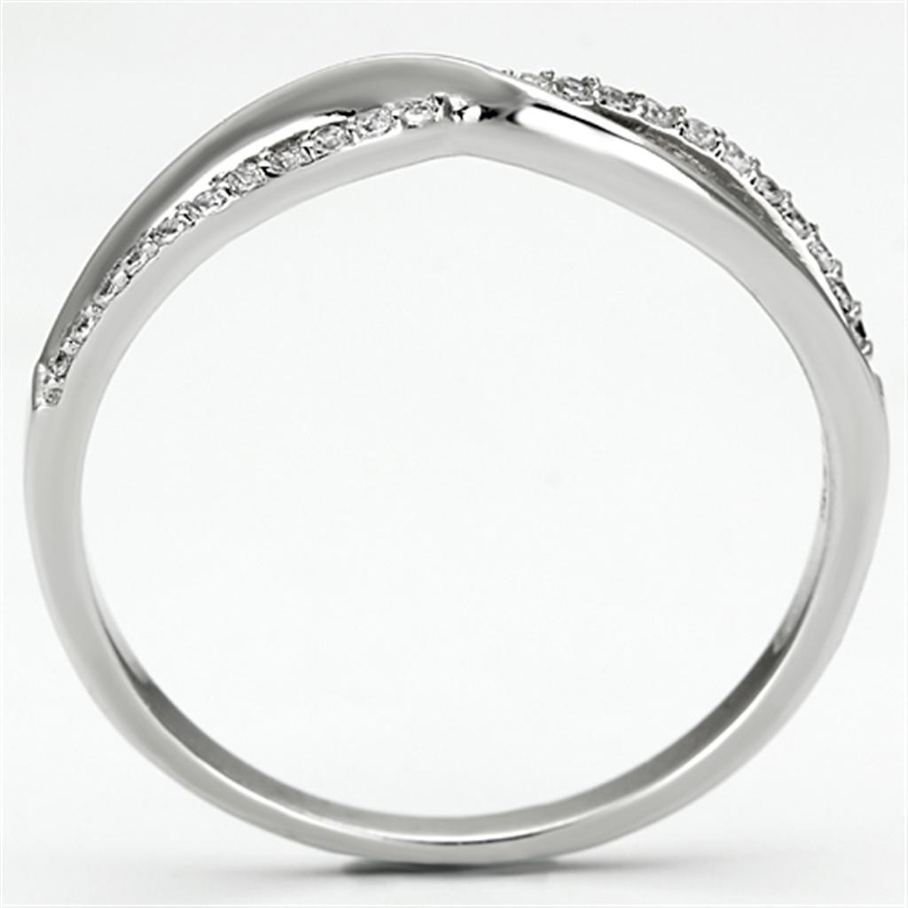 TS087 - Rhodium 925 Sterling Silver Ring with AAA Grade CZ in Clear
