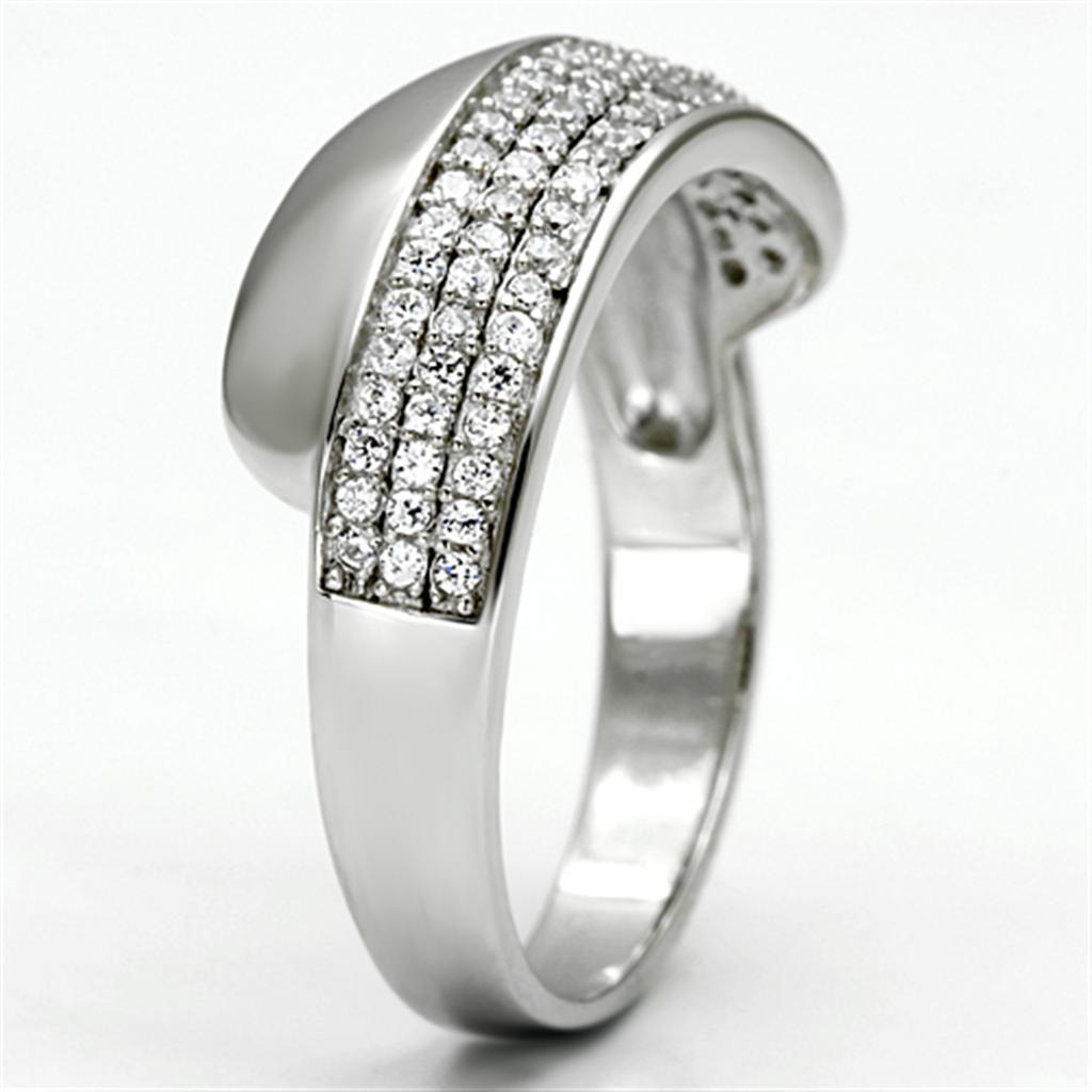 TS089 - Rhodium 925 Sterling Silver Ring with AAA Grade CZ in Clear