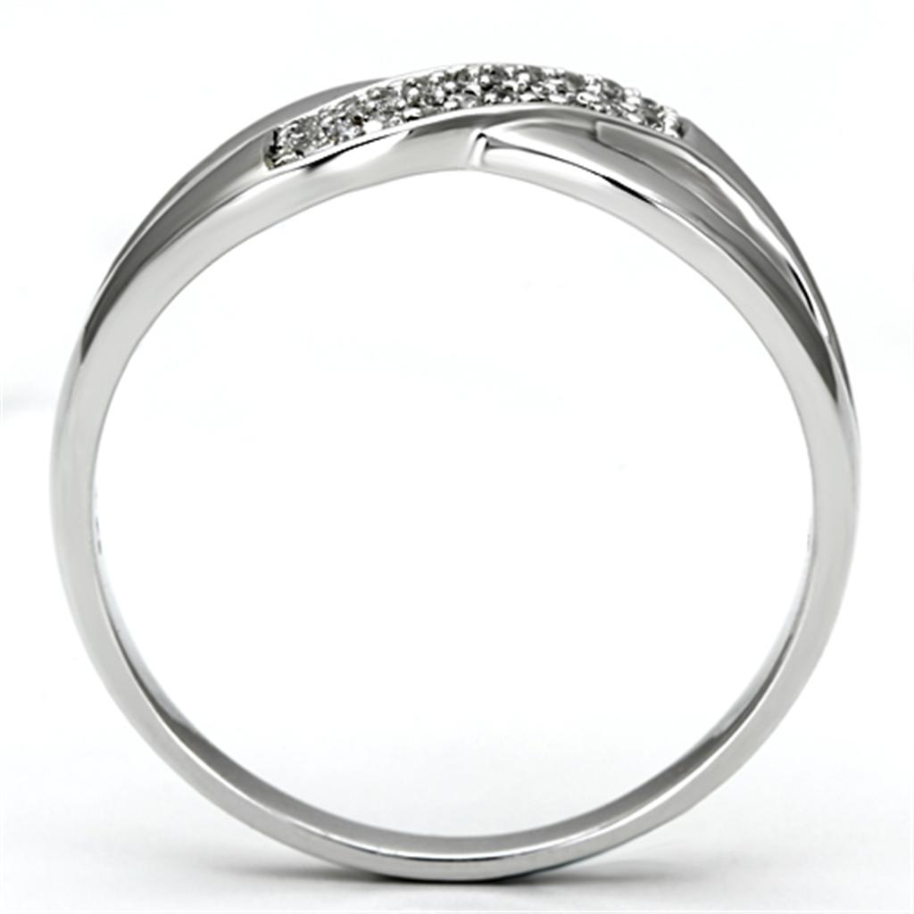 TS090 - Rhodium 925 Sterling Silver Ring with AAA Grade CZ in Clear
