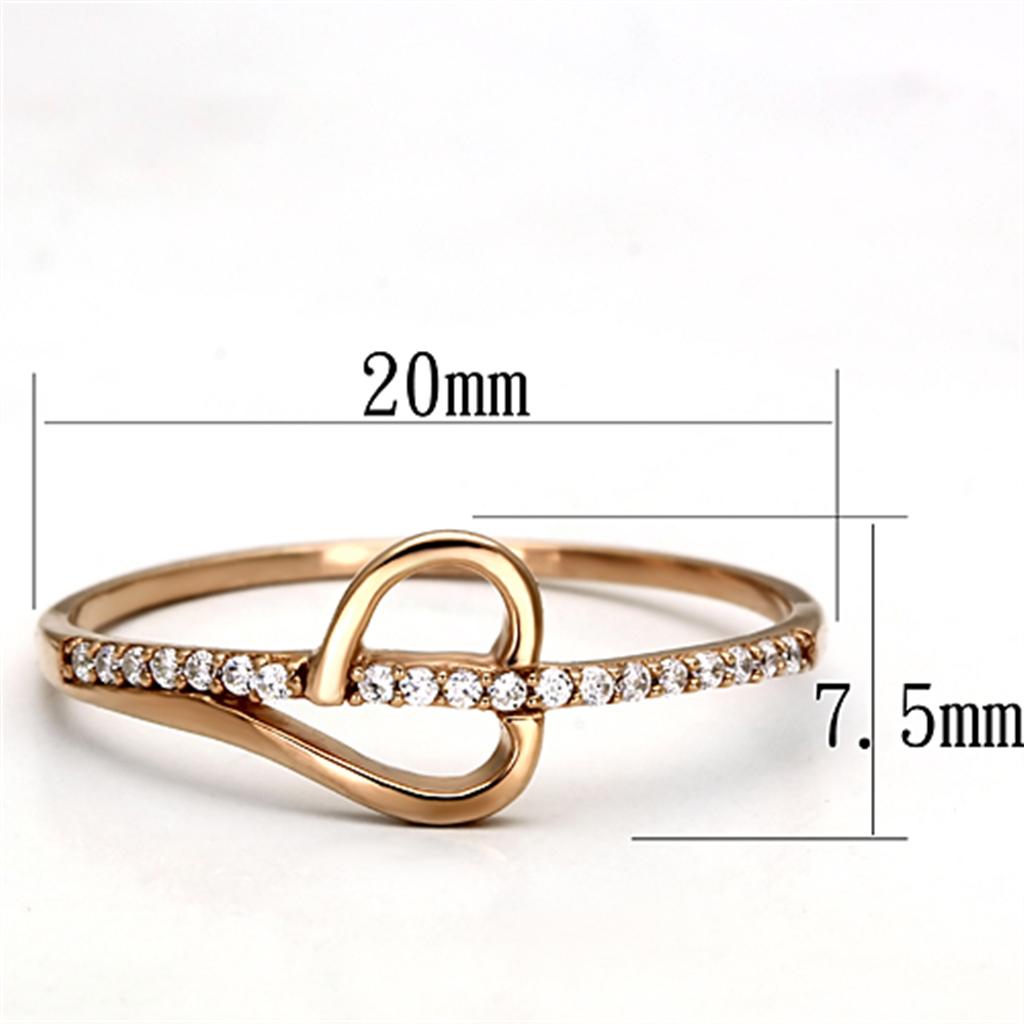 TS095 - Rose Gold 925 Sterling Silver Ring with AAA Grade CZ in Clear