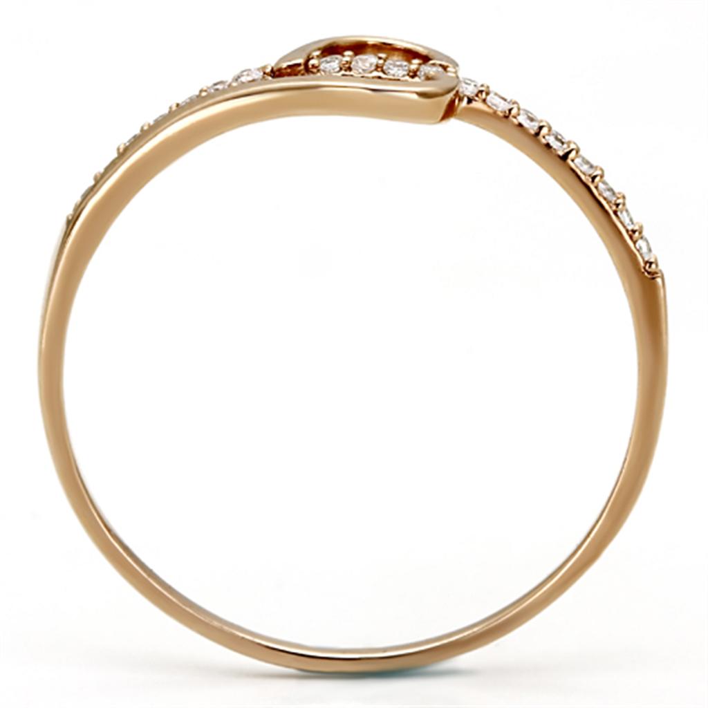 TS095 - Rose Gold 925 Sterling Silver Ring with AAA Grade CZ in Clear