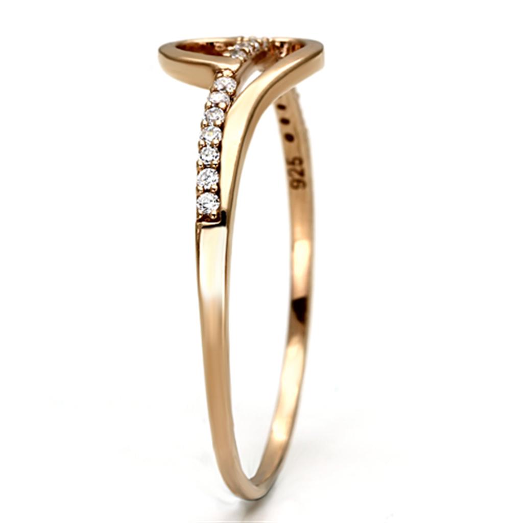 TS095 - Rose Gold 925 Sterling Silver Ring with AAA Grade CZ in Clear