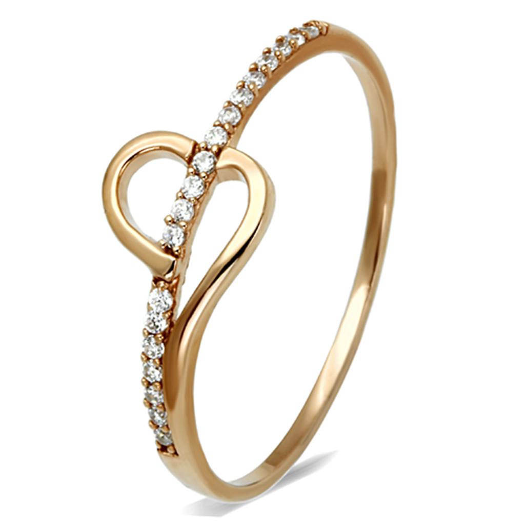 TS095 - Rose Gold 925 Sterling Silver Ring with AAA Grade CZ in Clear