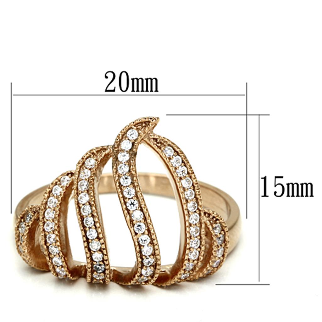 TS096 - Rose Gold 925 Sterling Silver Ring with AAA Grade CZ in Clear