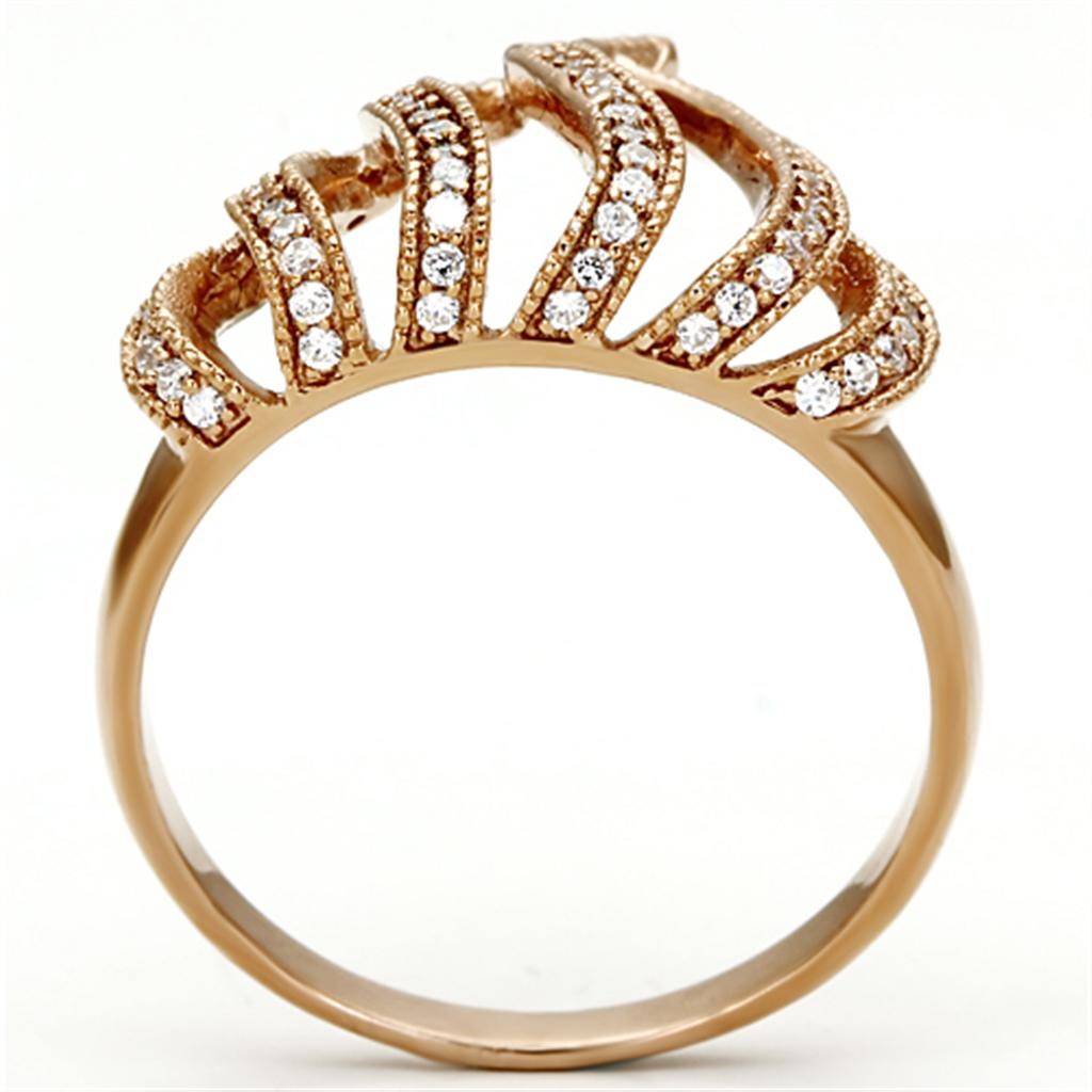 TS096 - Rose Gold 925 Sterling Silver Ring with AAA Grade CZ in Clear