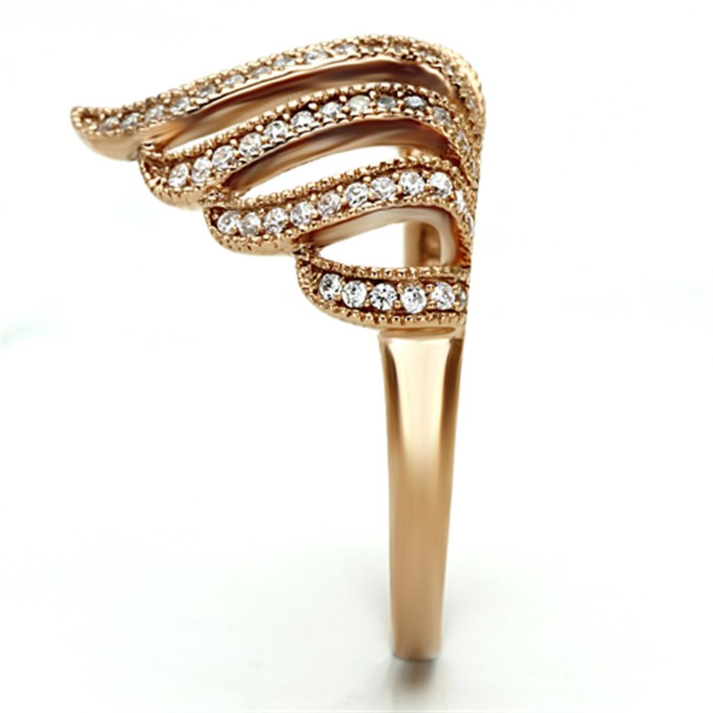TS096 - Rose Gold 925 Sterling Silver Ring with AAA Grade CZ in Clear