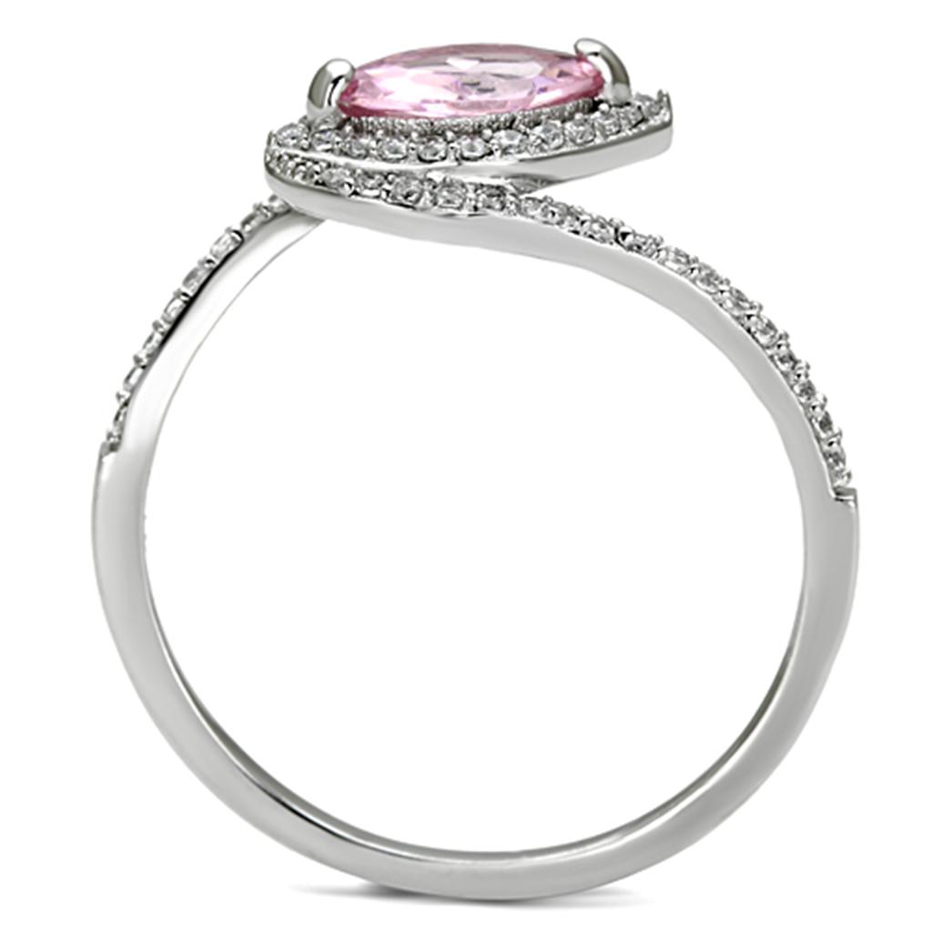 TS101 - Rhodium 925 Sterling Silver Ring with AAA Grade CZ in Rose