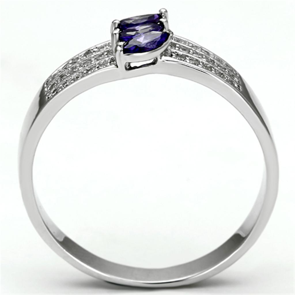 TS104 - Rhodium 925 Sterling Silver Ring with AAA Grade CZ in Amethyst