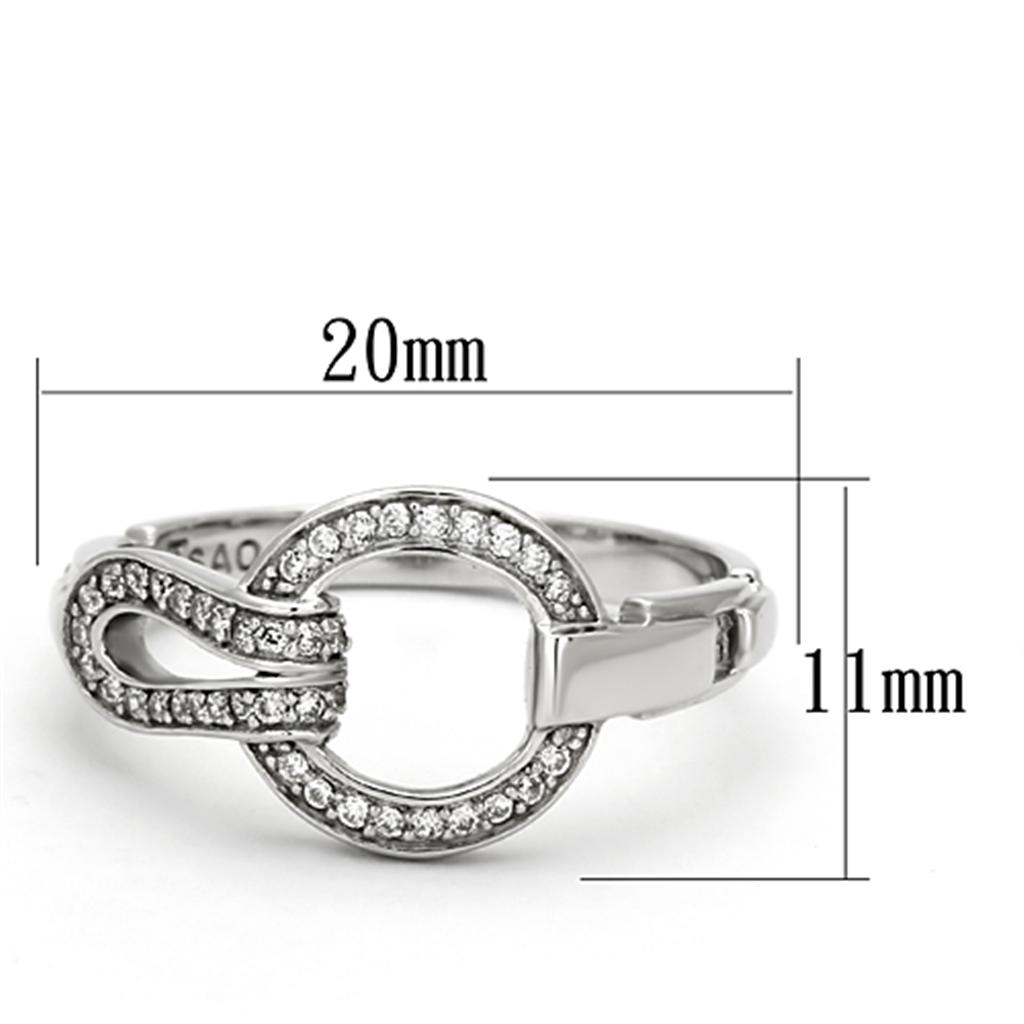 TS105 - Rhodium 925 Sterling Silver Ring with AAA Grade CZ in Clear