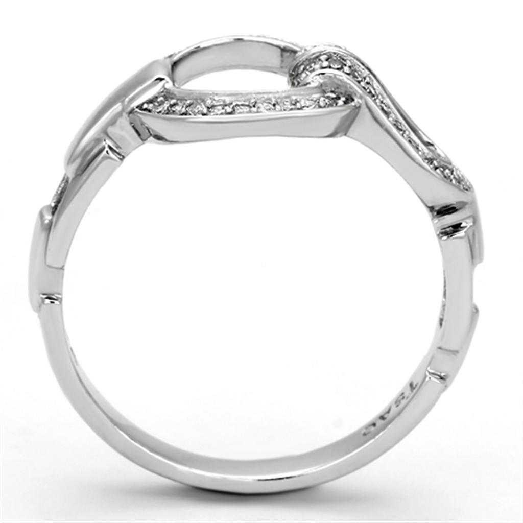 TS105 - Rhodium 925 Sterling Silver Ring with AAA Grade CZ in Clear