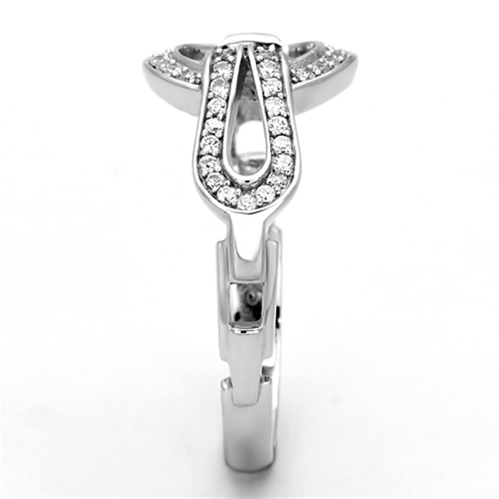 TS105 - Rhodium 925 Sterling Silver Ring with AAA Grade CZ in Clear