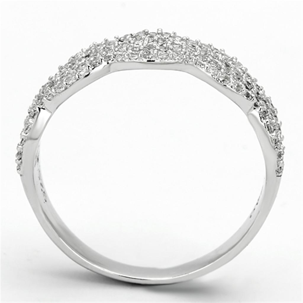 TS106 - Rhodium 925 Sterling Silver Ring with AAA Grade CZ in Clear