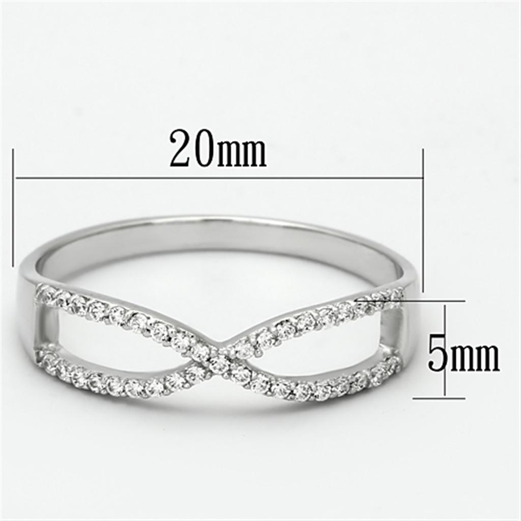 TS107 - Rhodium 925 Sterling Silver Ring with AAA Grade CZ in Clear