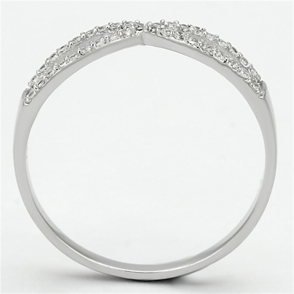 TS107 - Rhodium 925 Sterling Silver Ring with AAA Grade CZ in Clear