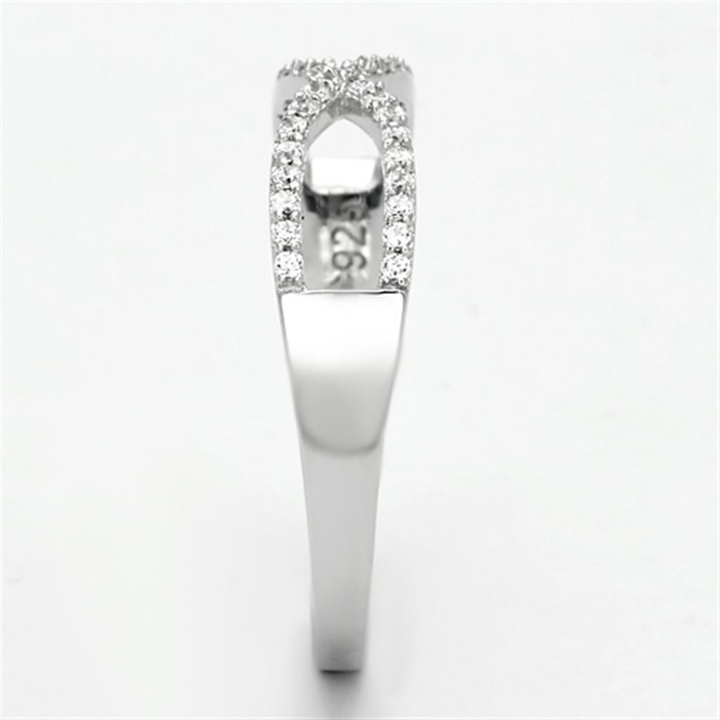 TS107 - Rhodium 925 Sterling Silver Ring with AAA Grade CZ in Clear