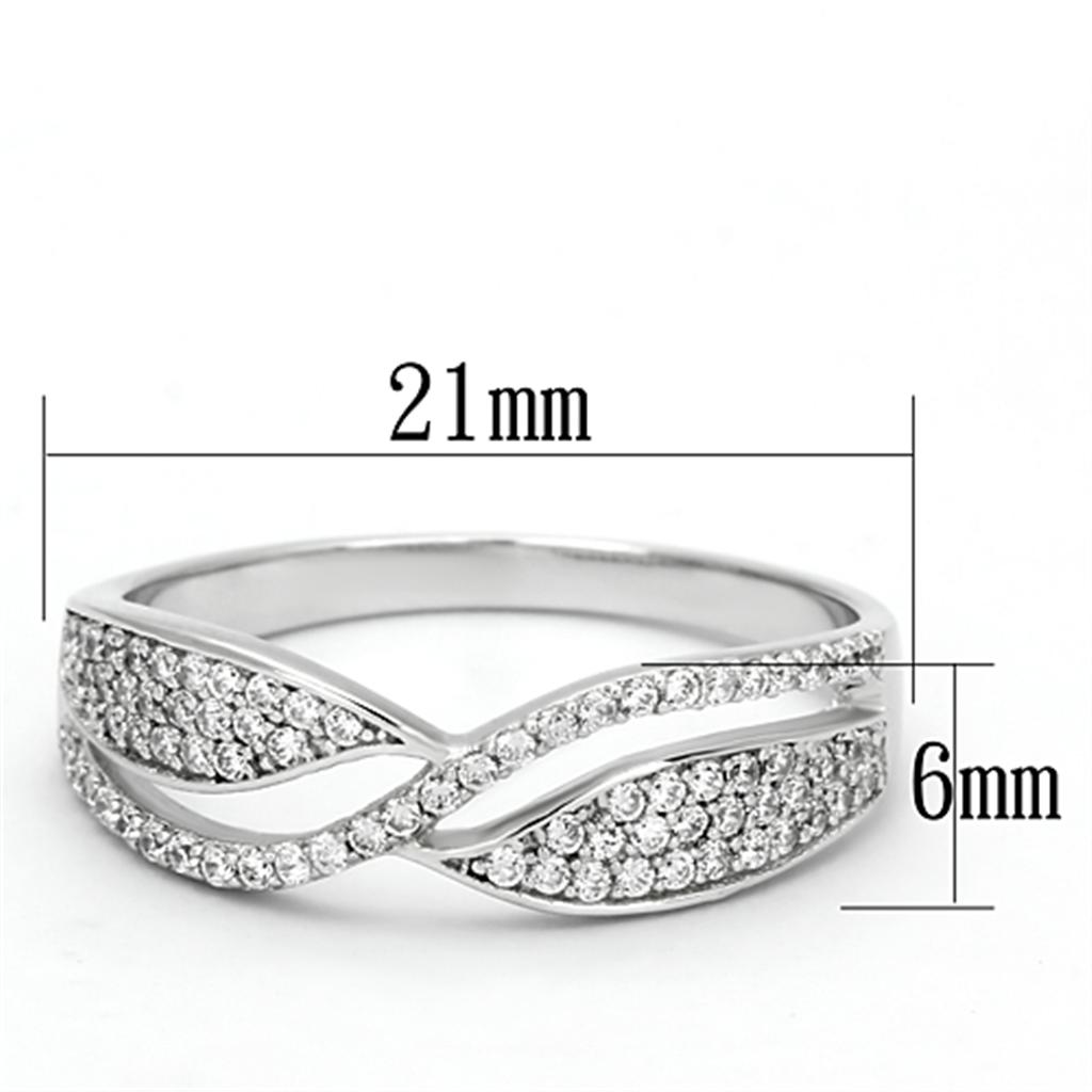 TS108 - Rhodium 925 Sterling Silver Ring with AAA Grade CZ in Clear