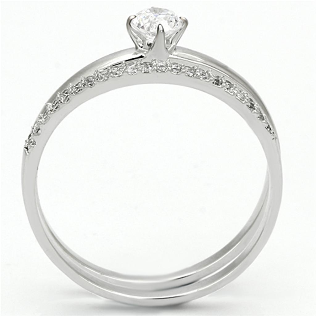 TS110 - Rhodium 925 Sterling Silver Ring with AAA Grade CZ in Clear