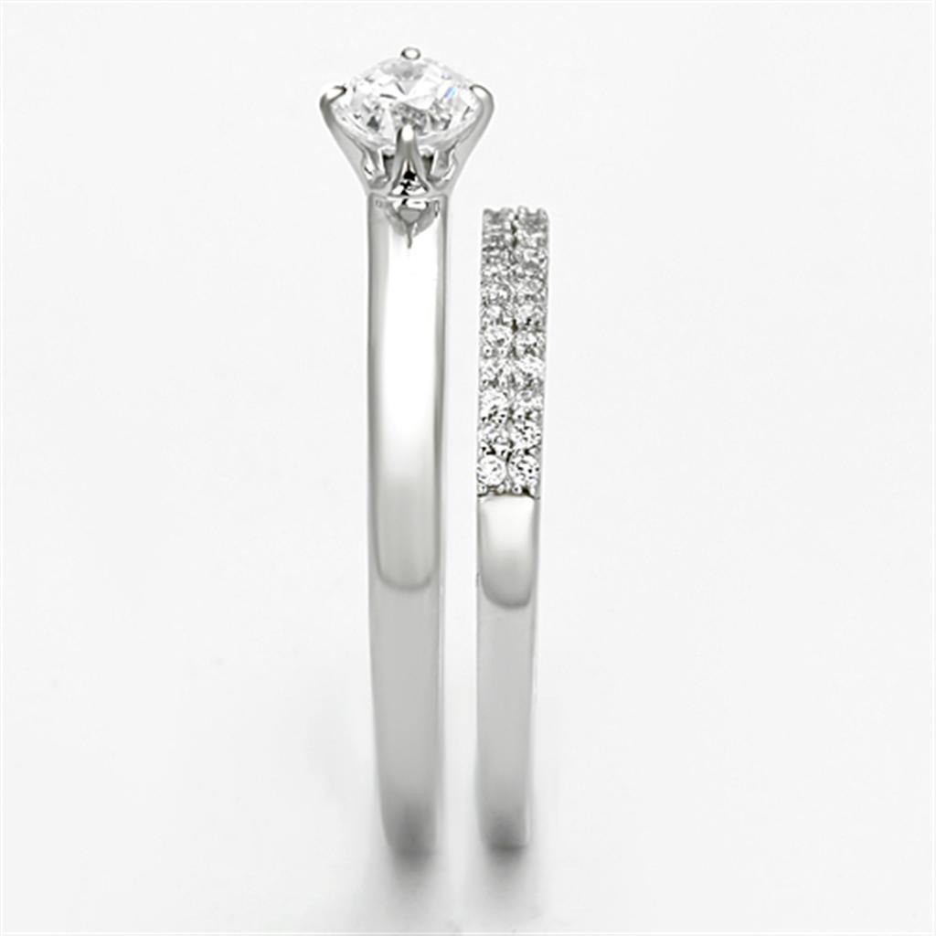 TS110 - Rhodium 925 Sterling Silver Ring with AAA Grade CZ in Clear