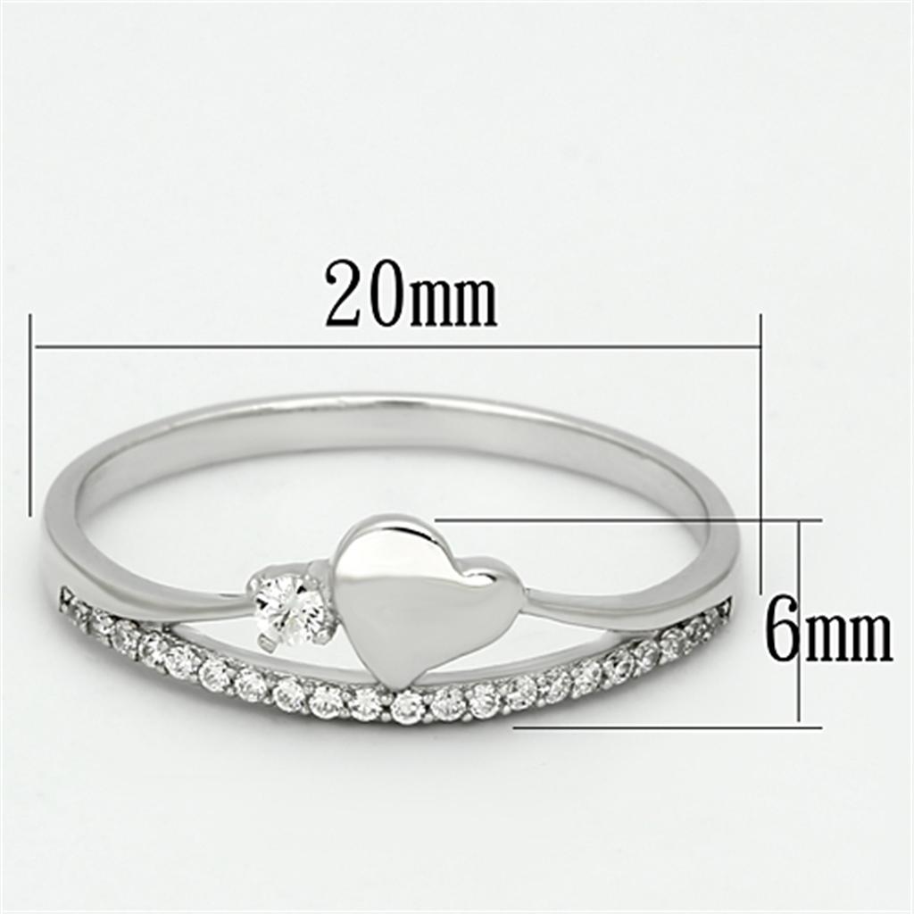 TS111 - Rhodium 925 Sterling Silver Ring with AAA Grade CZ in Clear
